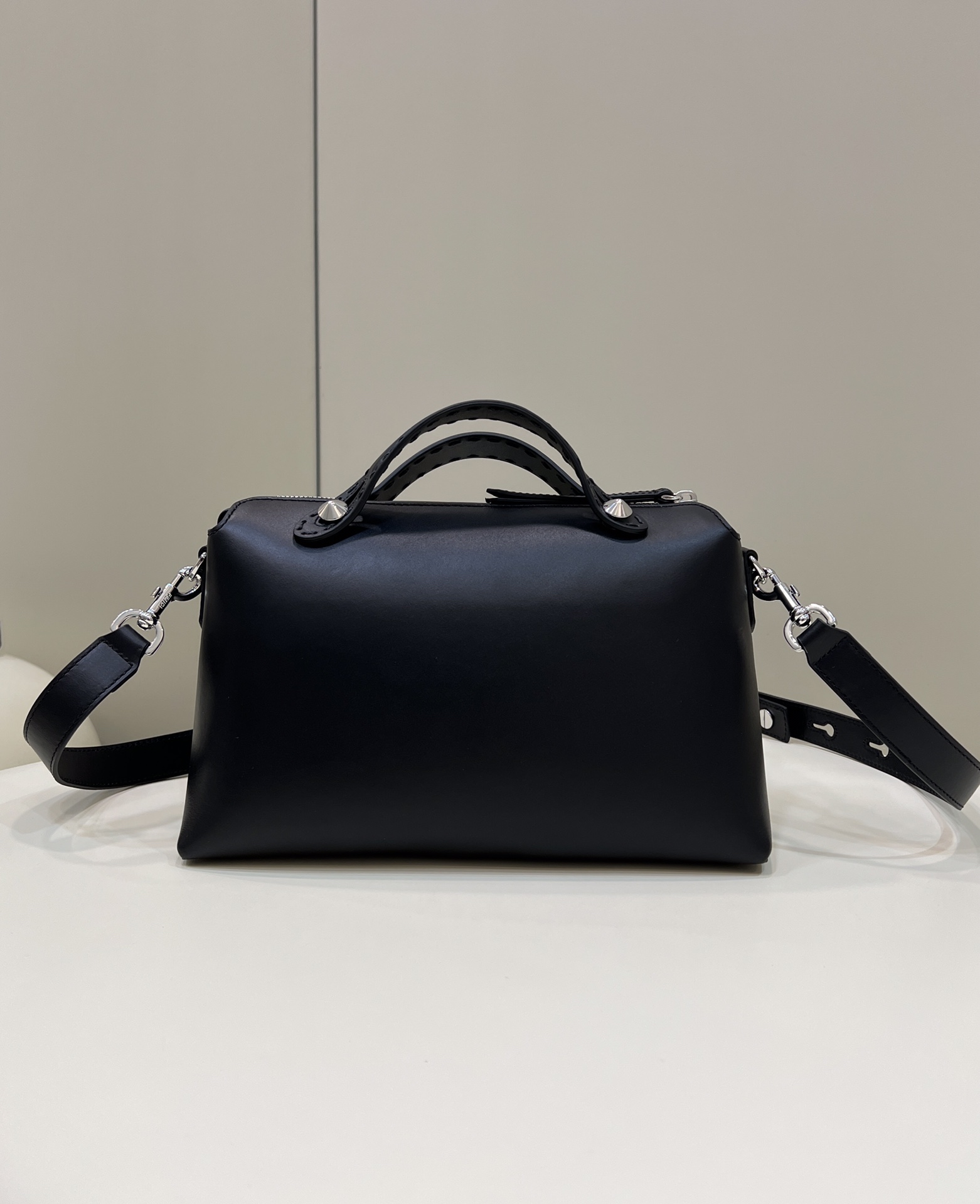 Fendi Medium By The Way Leather Boston Shoulder Bag Black